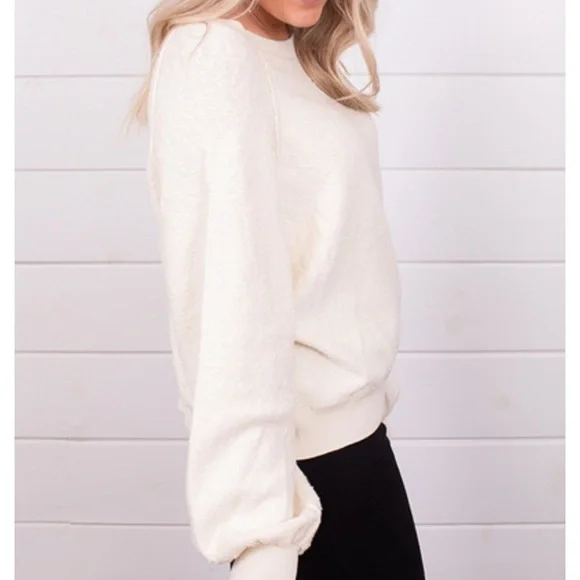 Free People Found My Friend Pullover cream off white long sleeve‎ size small - Picture 4 of 13